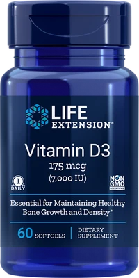 Life Extension 维生素 D3 7000 IU 60 软凝胶 — 第 1/2 张图片