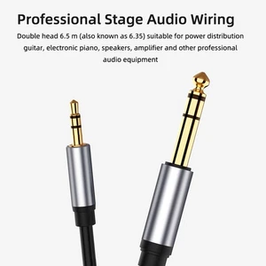 Flexible 3 5mm to 6 35mm Male Head Auxiliary Cable Various Length Options - Picture 1 of 10