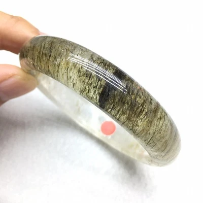 58mm Natural Green Tourmaline Rutilated Quartz Crystal Bangle - Image 1 of 4