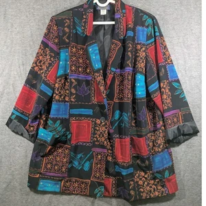 Vintage Willow Ridge Damen Patchwork Herbst Blätter Blazer Jacke Größe 1X - Bild 1 von 11