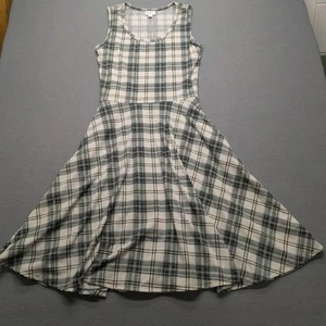 LuLaRoe Nicki A-line Sundress Small Green White Yellow Plaid Fit Size 6-8 - Picture 1 of 5