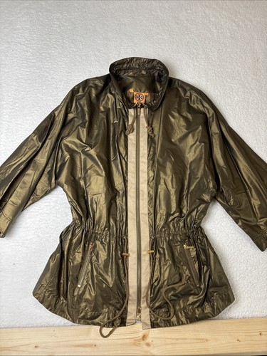 Giacca antipioggia Tory Burch Ronnie manica 3 4 nylon oliva taglia large