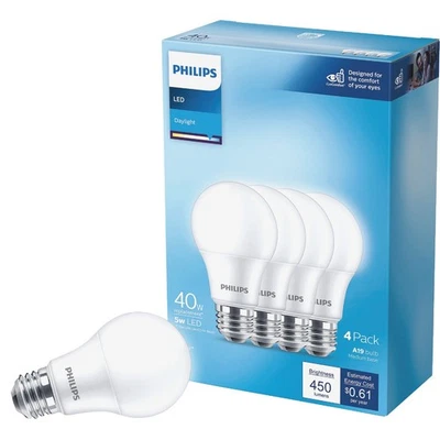 Philips 40W Equivalent Daylight A19 Medium LED Light Bulb (4-Pack) - California - Image 1 of 3