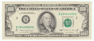 1990 One Hundred Dollar 100 Federal Reserve Note XF Extremely Fine New York NY - Picture 1 of 2