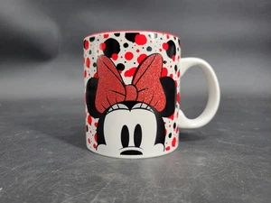 Large, Cute Disney "Peeking Minnie Mouse" Glittery, Polka Dot 20 oz Coffee Mug - Picture 1 of 22