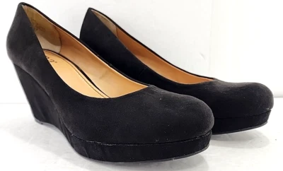 a.n.a Zapato de salón de tacón de 3" con cuña para mujer talla 8,5 M negro sin cordones gamuza sintética Foto 1 de 4