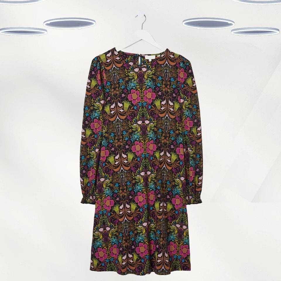 Ex Fat Face Women's Long Sleeve Art Floral Dress in Multi (RRP £55) - Image 1 of 4