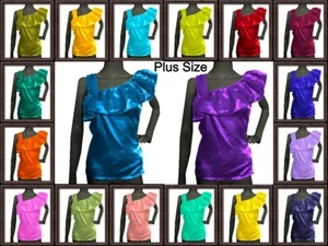 Satin New Designer One Shoulder Top Strapless Top Party Wear Plus Size S87-3 - Picture 1 of 43