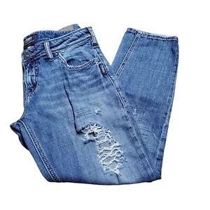Silberjeans Boyfriend gerades Bein Distressed gerissen blau Jeans Gr. 28 Innennaht 26 - Bild 1 von 12