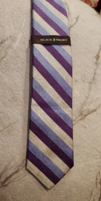 ¡NUEVO CON ETIQUETAS! Corbata clásica de negocios 100 % seda a rayas negra marrón 1826! Foto 1 de 4