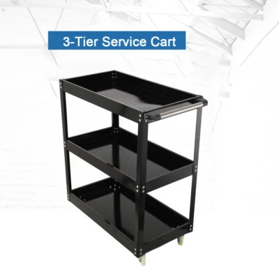 3-Tier Service Cart Kitchen Storage Trolley Metal Utility Rolling Cart 30x15x31" - Image 1 of 4