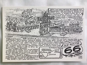 Bob Waldmire Route 66 Postkarte "Frontier Motel Truxton Arizona" Kostenloser Versand - Bild 1 von 2