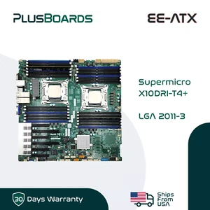 Supermicro X10DRI-T4+ LGA 2011-3 EE-ATX Server Motherboard 4x 10Gb w/ Test CPU - Picture 1 of 8