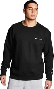Champion Men's Powerblend Fleece Midweight Crewneck Sweatshirt Black Size Small - Picture 1 of 5
