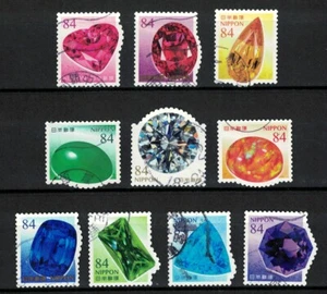 JAPAN 2022 GEMS & MINERALS 84 YEN COMP. SET OF 10 STAMPS IN FINE USED CONDITION - Picture 1 of 7