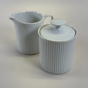 Arzberg Athena White Porcelain Creamer & Covered Sugar Bowl - MCM - Germany - Picture 1 of 6