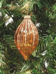 Adorno de Navidad de vidrio en lágrima acanalado dorado Wizardi F07M7-22-LH76-2286 - Imagen 1 de 3