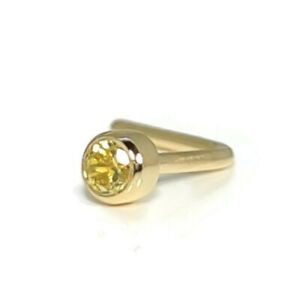 9ct Gold 2mm created Yellow Diamond Nose Stud Ring Pin Bezel body jewellery