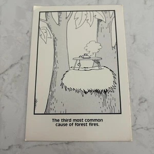 Postal de colección The Far Side 1985 Forest Fires tercera causa más común - Imagen 1 de 3