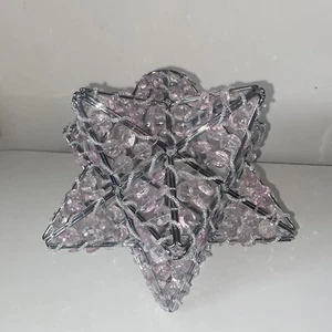 Vintage Moravian Star Chrome Pendant Light Lamp Shade Pink - Picture 1 of 3