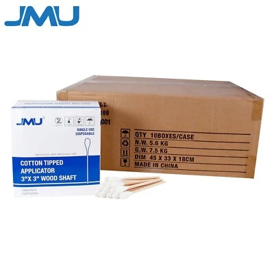 Estuche de 10000, hisopos de algodón médico aplicadores con punta de algodón de 3" no estériles Foto 1 de 4