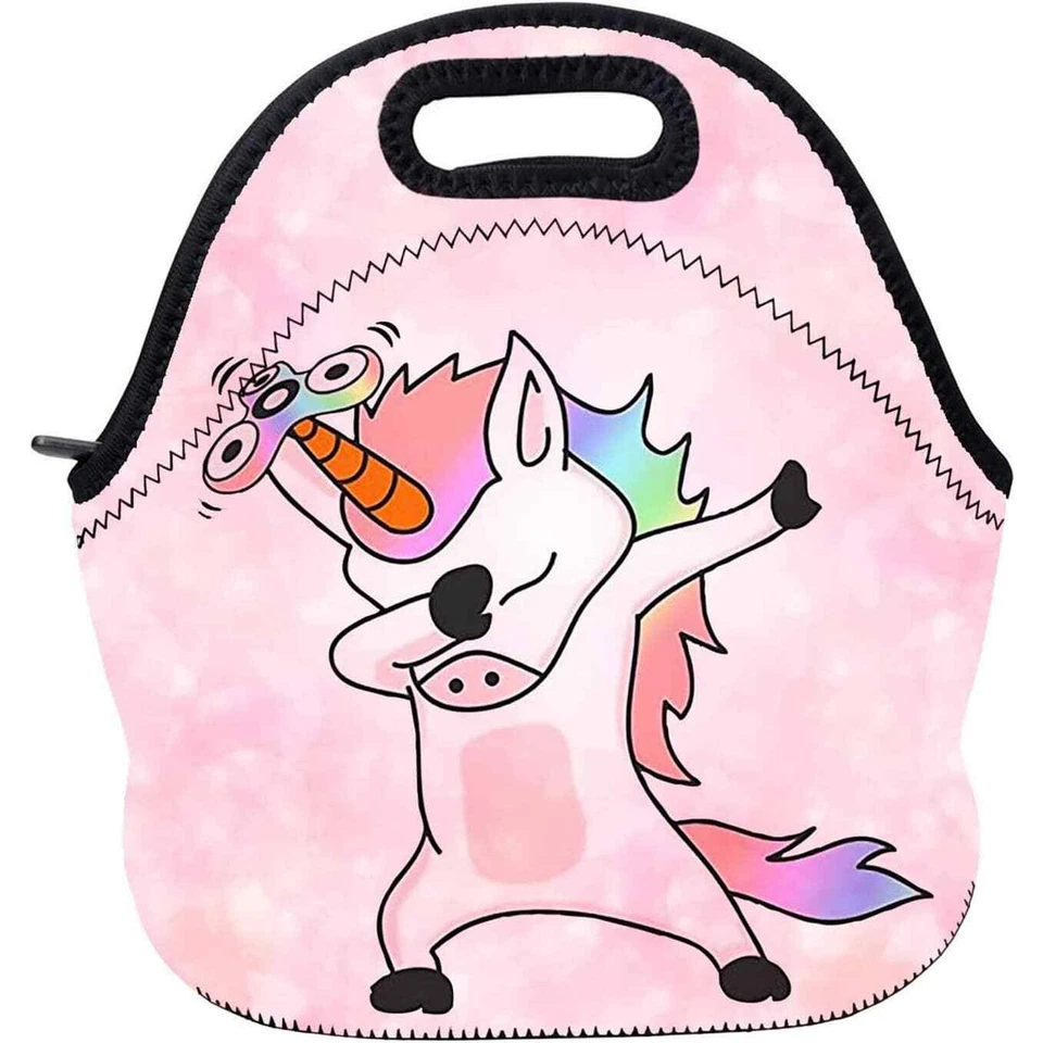 Bolsa de almuerzo de neopreno Unicorn Dabbing - aislada e impermeable Foto 1 de 4