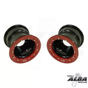 YFZ 450 YFZ 450R Rear Wheels Beadlock 9x8 3+5 4/115 Alba Racing Black red - Foto 1 di 2