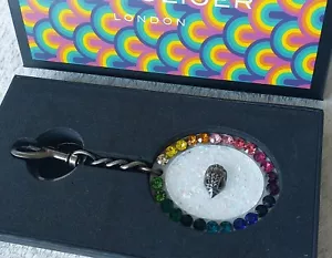 LLAVERO KURT GEIGER OVALADO PLATA Y ANTIGUO CABEZA DE ÁGUILA Y CRISTALES CAJA DE PRESENTACIÓN - Imagen 1 de 6