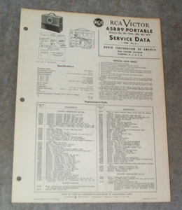 RCA Original Service Data Manual 1946, No.6 2nd Edition, 65BR9 Portable Radio - Bild 1 von 1