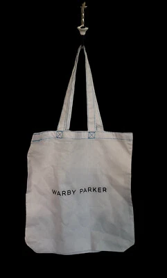 Bolso de Mano Warby Parker Box Stitch Tela Blanco con Logo Fino Algodón Ligero Foto 1 de 2