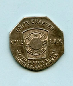 UNITY CHAPTER GLENDALE CALIFORNIA LODGE NUMBER 116 MASONIC PENNY TOKEN - Picture 1 of 2