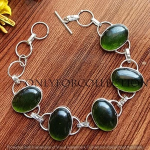Sale Green Onyx Gemstone 925 Sterling Silver Plated Handmade 1 PC Fancy Bracelet - Picture 1 of 4