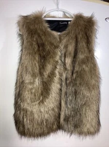 Tanming Women's Fashion Autumn Winter Warm Short Fuzzy Vest Brown/Tan Soft - Picture 1 of 12