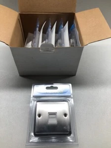 Box of 5 x Deta Kingsway single outlet secondary Telephone socket, satin chrome. - Picture 1 of 4