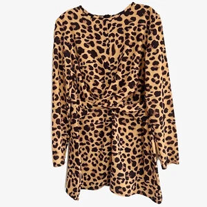 BOOHOO Women's Leopard Animal Print Short Romper Jumpsuit Size 10 NWT - Picture 1 of 8