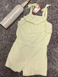 Youth Girls Gymboree NWT bright & beachy pale green striped romper size 4 - Picture 1 of 1