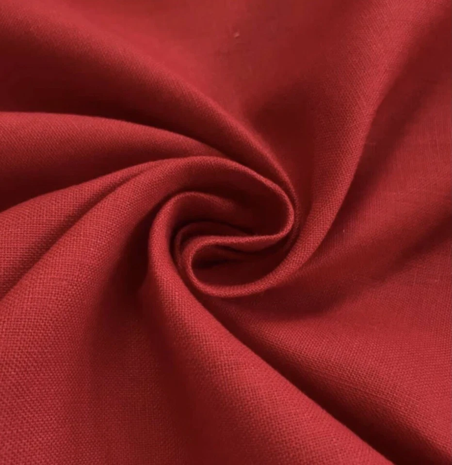 Red 100% linen fabric 56” Width Sold By The Yard - Image 1 of 1
