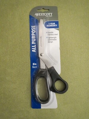 Tijeras dobladas Westcott de 8 pulgadas de acero inoxidable para todo uso, mango negro Foto 1 de 4