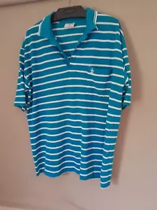 Mens Vintage Penguin Brand Polo Top Size Large 105cm Chest Blue Striped - Picture 1 of 7