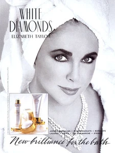 1993 White Diamonds Elizabeth Taylor Harry Winston joyería perfume ANUNCIO DE REVISTA - Imagen 1 de 1