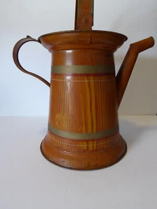 Antique American tole ware hand painted tin water can pitcher - Bild 1 von 11