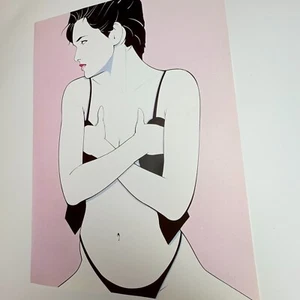 Patrick Nagel Vintage Druck Mode rosa Lippen elegant Cover Up minimal Pop Art Dekor - Bild 1 von 6
