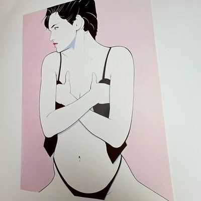 Patrick Nagel De Colección Estampado Moda Rosa Labios Elegante Cubrir Mínimo Arte Pop Decoración Foto 1 de 4