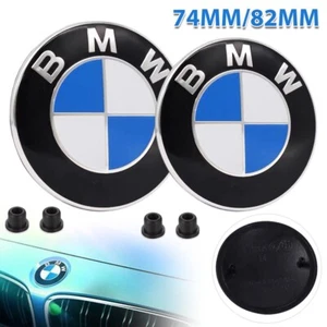 1/2X Front Hood 82mm & Rear Trunk 74mm Badge Emblem Logo For BMW E38 E46 E90 X5 - Picture 1 of 12
