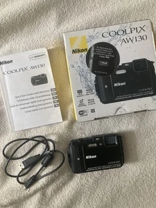 Nikon Coolpix AW130 Camera Waterproof. Not Working. With handlebar clamp. VGC - Picture 1 of 6