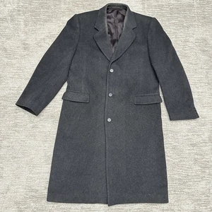 Maitland of England Overcoat Mens 42L Charcoal Wool Cashmere Topcoat Lined - Picture 1 of 16