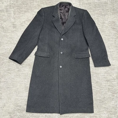 Maitland of England Overcoat Mens 42L Charcoal Wool Cashmere Topcoat Lined - Image 1 of 4