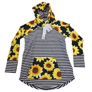 Sudadera con Capucha LuLaRoe Mediana Ámbar Ligera Negra Blanca Amarilla Flores - Nueva con Etiquetas - Imagen 1 de 8