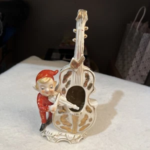 De colección. "Florero figura de Navidad L&M cerámica pixie elfo tocando violín 7""" - Imagen 1 de 7