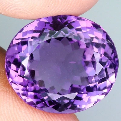 Oval Cut Natural Unheated Top Purple Amethyst Uruguay 21.66ct 18x16mm Gemstone - Image 1 of 4